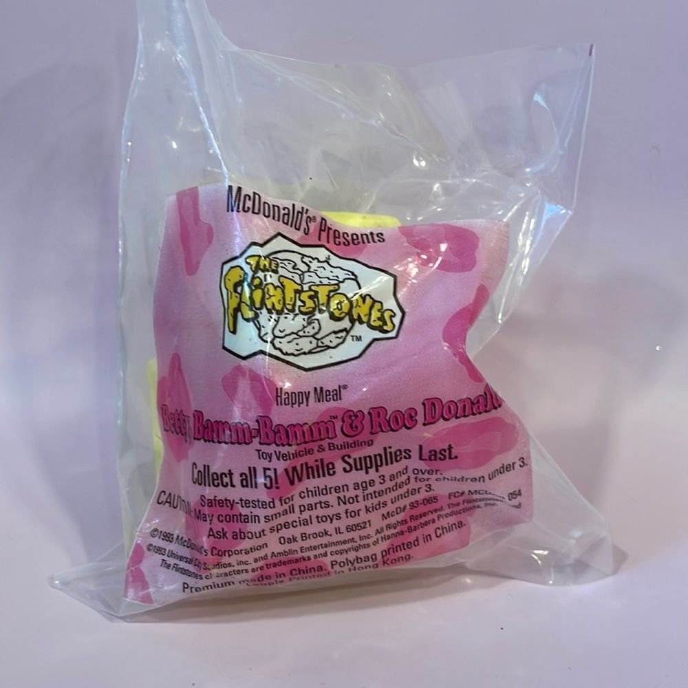 The Flintstones Happy Meal Toy 1993 in Original Packaging Betty, Bamm-Bamm & Roc